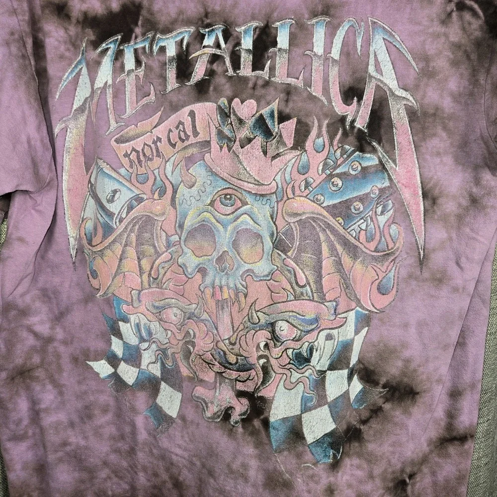 Metallica NorCal Skull Tie-Dye Rock and Roll T-Shirt 100% Cotton Girls Size M - Picture 3 of 4